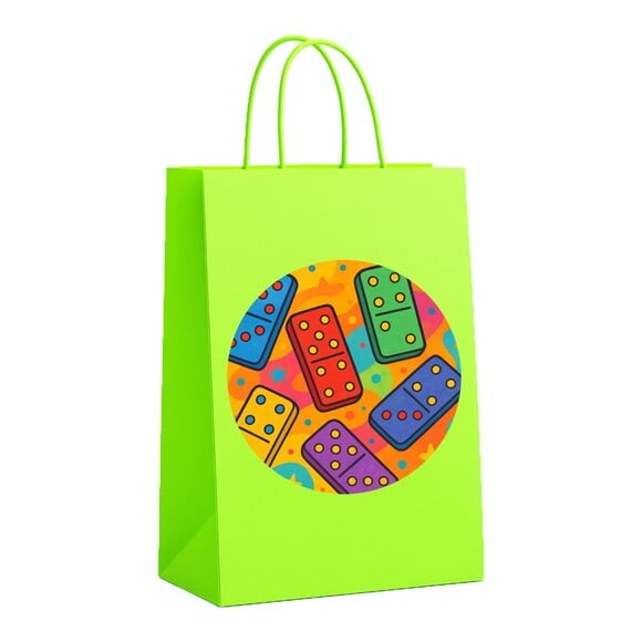 Sacola de Papel Personalizada Infantil Dominós Coloridos