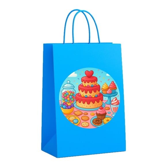 Sacola de Papel Personalizada Infantil Mesa Doces Coloridos