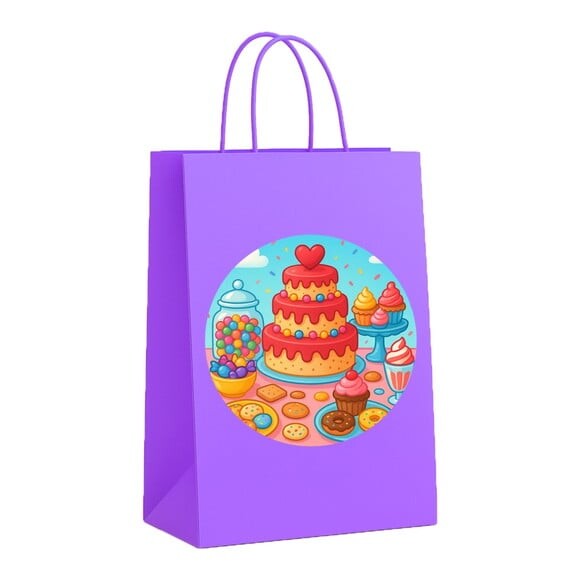 Sacola de Papel Personalizada Infantil Mesa Doces Coloridos