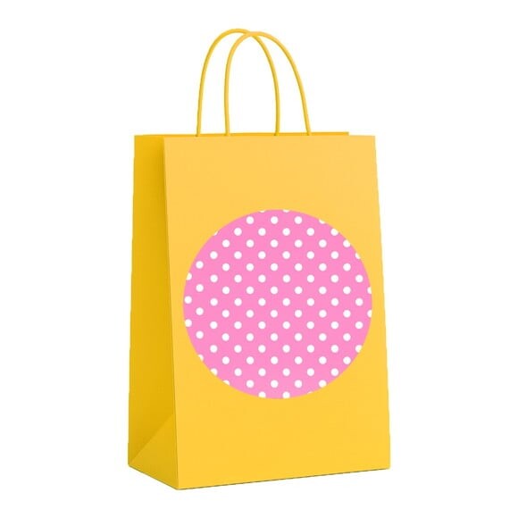 Sacola de Papel Personalizada Infantil Poá Rosa Pink