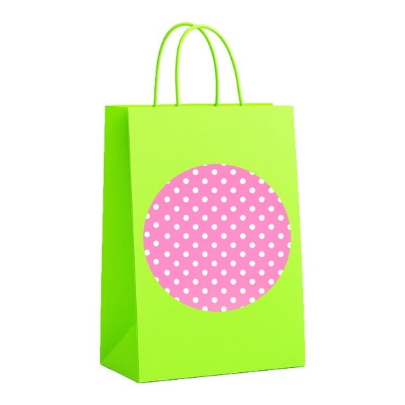 Sacola de Papel Personalizada Infantil Poá Rosa Pink