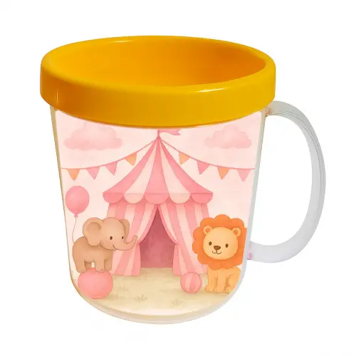 Kit 10 Canecas Acrílicas Personalizadas Circo Rosa Aquarela