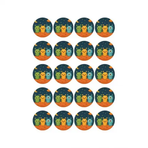 Adesivo Personalizado Latinha 5cm Alienígenas Fofos