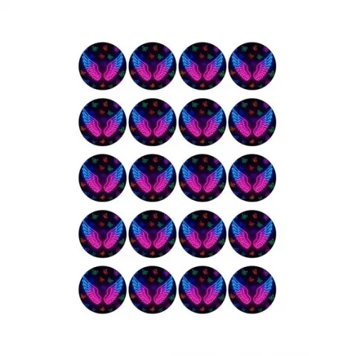 Adesivo Personalizado Latinha 5cm Asas Neon
