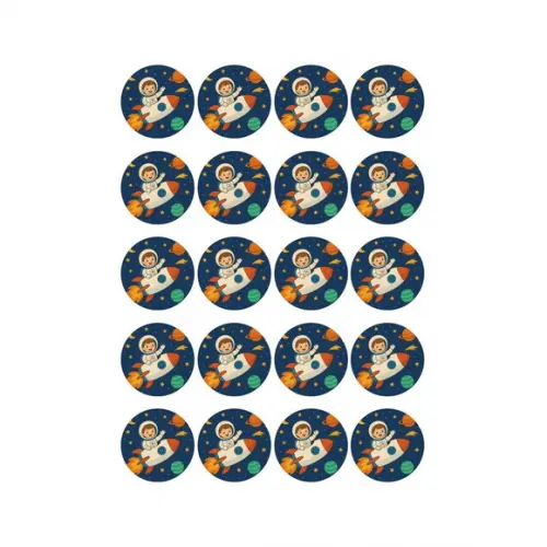 Adesivo Personalizado Latinha 5cm Aventura Espacial