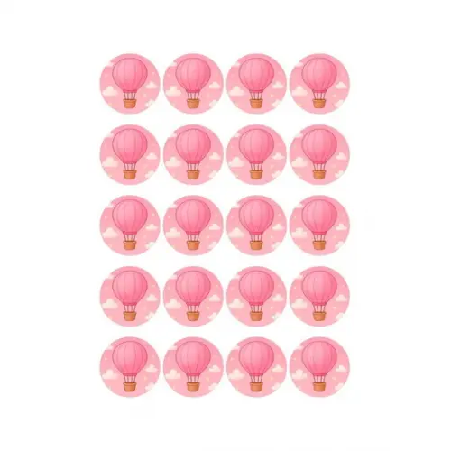 Adesivo Personalizado Latinha 5cm Balão de Ar Rosa