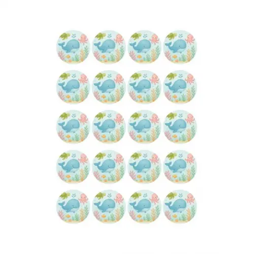 Adesivo Personalizado Latinha 5cm Baleia Aquarela