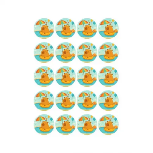 Adesivo Personalizado Latinha 5cm Capivara Pool Party