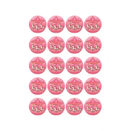 Adesivo Personalizado Latinha 5cm Carrossel Rosa