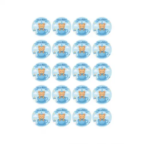 Adesivo Personalizado Latinha 5cm Chá de Bebê Menino