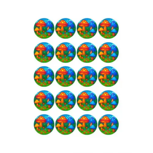 Adesivo Personalizado Latinha 5cm Cogumelos Mágicos
