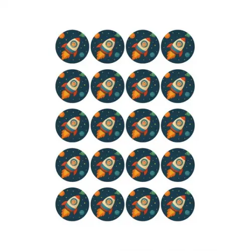 Adesivo Personalizado Latinha 5cm Espaço Sideral