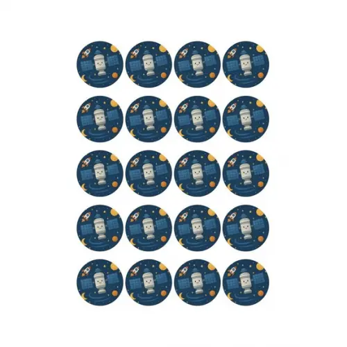 Adesivo Personalizado Latinha 5cm Estação Espacial