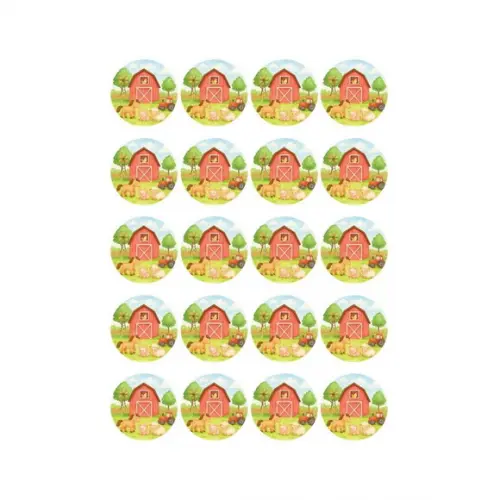 Adesivo Personalizado Latinha 5cm Fazendinha Aquarela