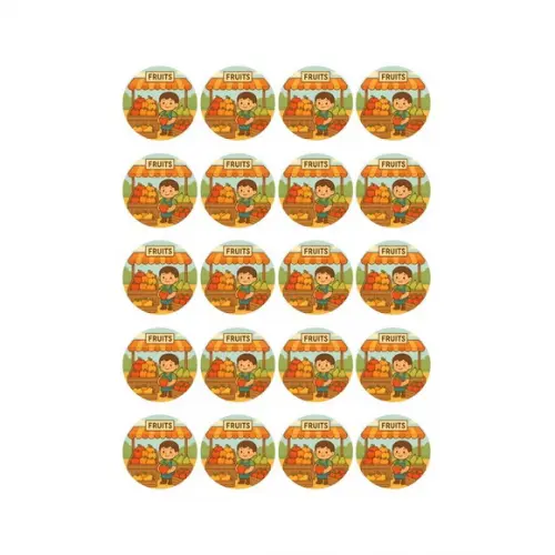Adesivo Personalizado Latinha 5cm Feira de Frutas