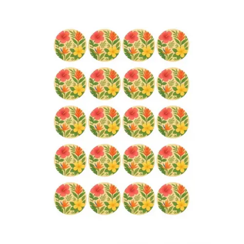 Adesivo Personalizado Latinha 5cm Flores Tropicais