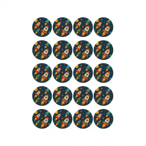 Adesivo Personalizado Latinha 5cm Foguetes