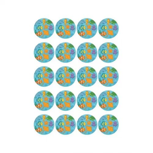 Adesivo Personalizado Latinha 5cm Fundo do Mar