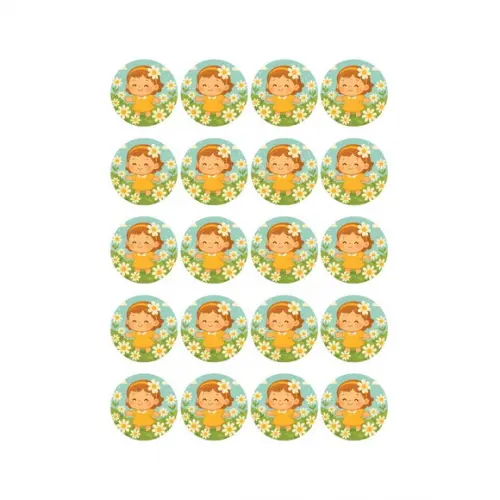 Adesivo Personalizado Latinha 5cm Jardim das Margaridas