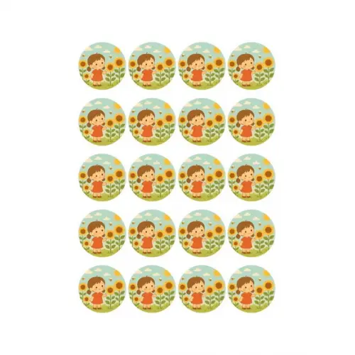 Adesivo Personalizado Latinha 5cm Jardim dos Girassóis