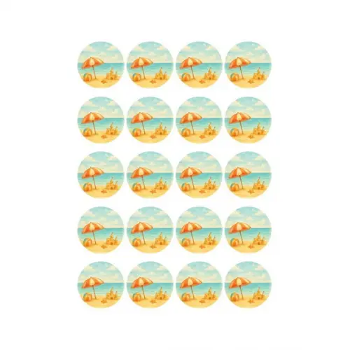 Adesivo Personalizado Latinha 5cm Mar e Praia Aquarela