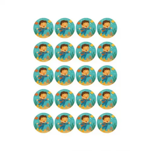 Adesivo Personalizado Latinha 5cm Menino Mergulhador