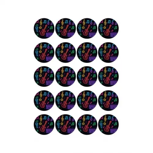 Adesivo Personalizado Latinha 5cm Neon Musical