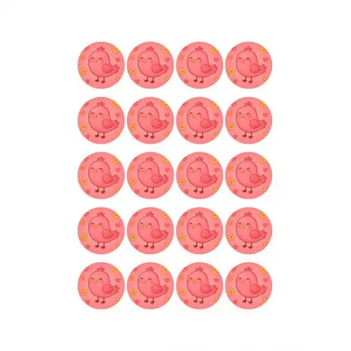 Adesivo Personalizado Latinha 5cm Passarinho Rosa