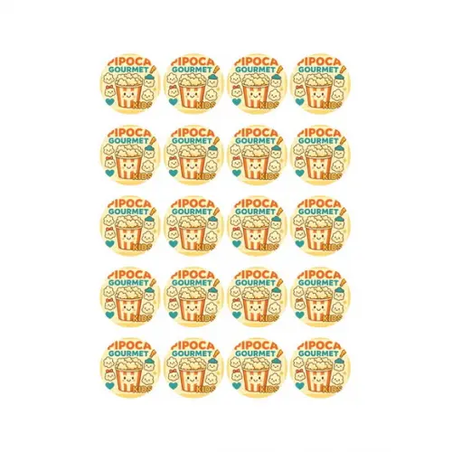 Adesivo Personalizado Latinha 5cm Pipoca Gourmet Kids