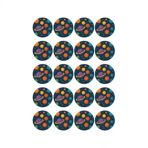 Adesivo Personalizado Latinha 5cm Planetas Coloridos
