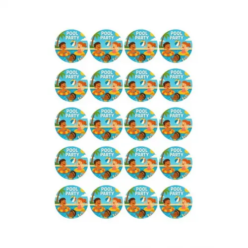 Adesivo Personalizado Latinha 5cm Pool Party