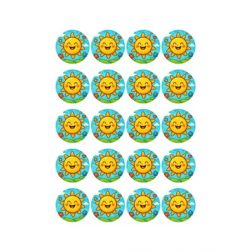 Adesivo Personalizado Latinha 5cm Sol Sorridente