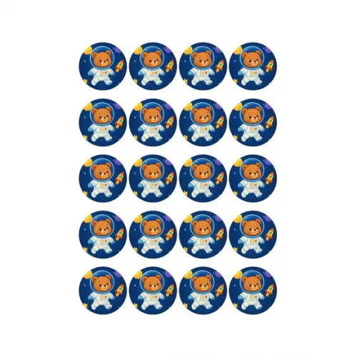 Adesivo Personalizado Latinha 5cm Ursinho Astronauta