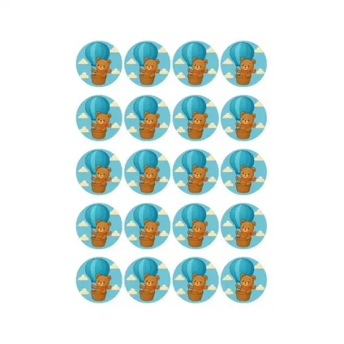 Adesivo Personalizado Latinha 5cm Ursinho Baloeiro