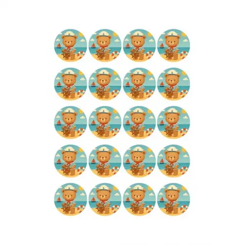 Adesivo Personalizado Latinha 5cm Ursinho Marinheiro