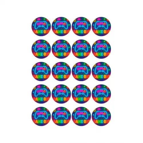 Adesivo Personalizado Latinha 5cm Video Game Neon