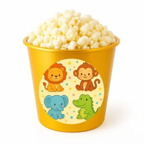 Balde de Pipoca Personalizado Infantil Animais Coloridos