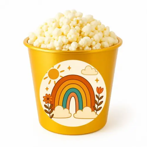 Balde de Pipoca Personalizado Infantil Arco-íris Boho