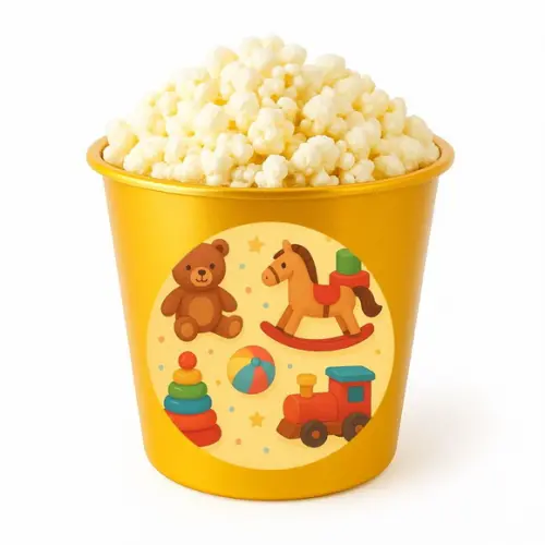 Balde de Pipoca Personalizado Infantil Brinquedos Clássicos