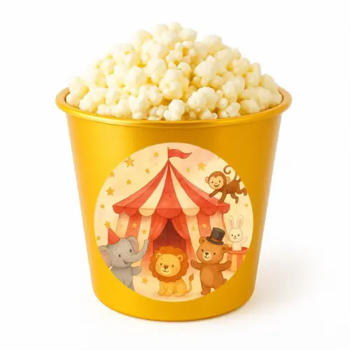 Balde de Pipoca Personalizado Infantil Circo Aquarela