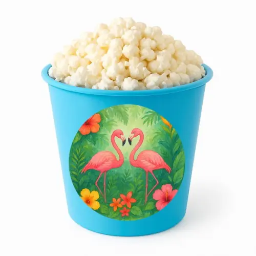 Balde de Pipoca Personalizado Infantil Flamingo Aquarela