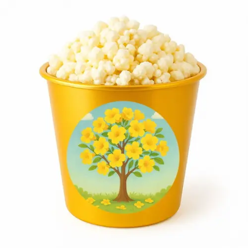 Balde de Pipoca Personalizado Infantil Flor de Ipê Amarela