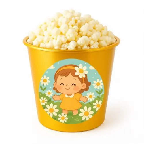 Balde de Pipoca Personalizado Infantil Jardim das Margaridas