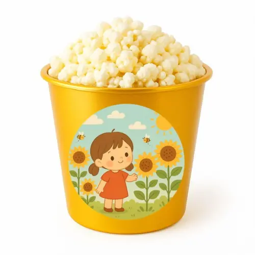 Balde de Pipoca Personalizado Infantil Jardim dos Girassóis