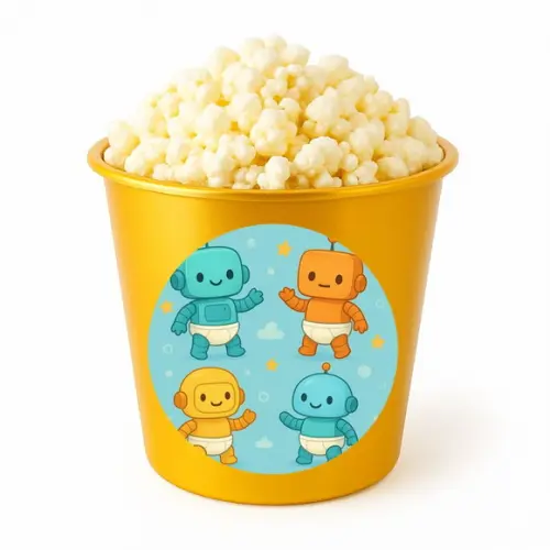Balde de Pipoca Personalizado Infantil Robôs Baby
