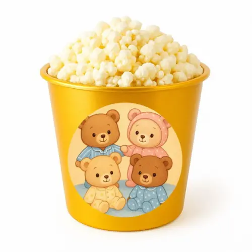 Balde de Pipoca Personalizado Infantil Ursinhos de Pijama