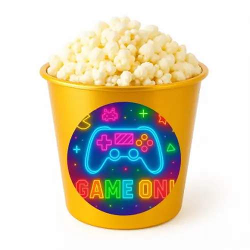 Balde de Pipoca Personalizado Infantil Video Game Neon