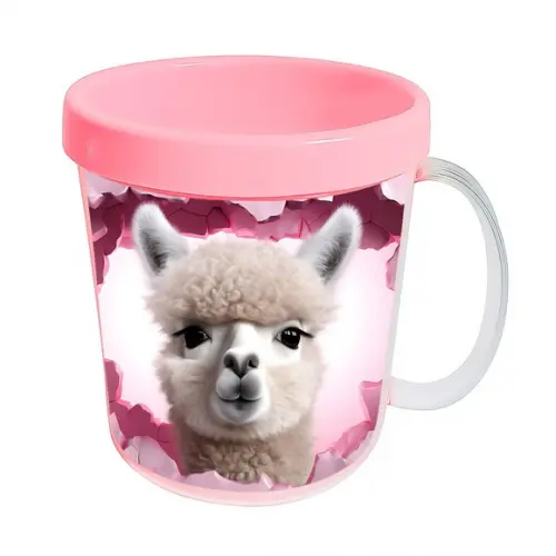 Caneca Acrílica Animais Fofos Fazenda Alpaca Charmosa