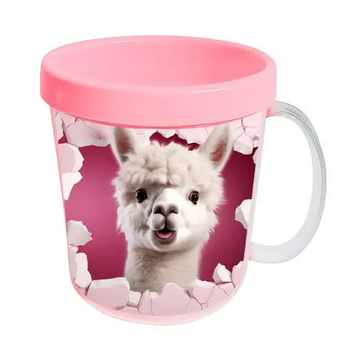 Caneca Acrílica Animais Fofos Fazenda Alpaca Encantadora