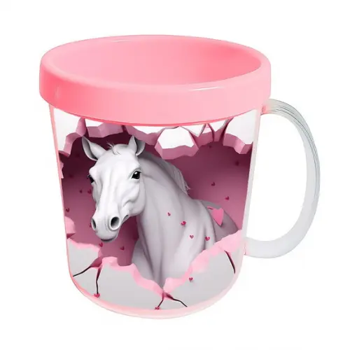 Caneca Acrílica Animais Fofos Fazenda Cavalo Charmoso